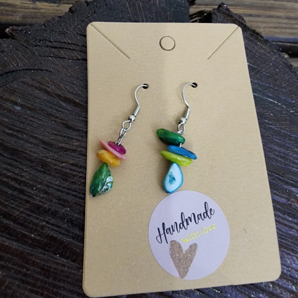 Handmade various shades of turquoise Multi-Stone Dangle Earrings for wom…